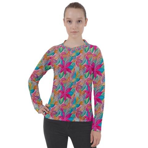 Carm Leaves  Women s Pique Long Sleeve T-shirt by charmflower