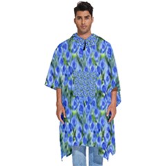 Blue Roses Garden Men s Hooded Rain Ponchos by charmflower