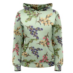 Berries Flowers Pattern Print Women s Pullover Hoodie