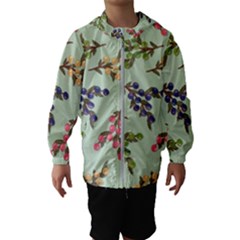 Berries Flowers Pattern Print Kids  Hooded Windbreaker