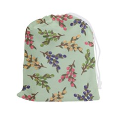 Berries Flowers Pattern Print Drawstring Pouch (2xl)