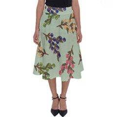 Berries Flowers Pattern Print Perfect Length Midi Skirt by Maspions