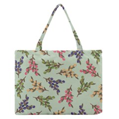 Berries Flowers Pattern Print Zipper Medium Tote Bag