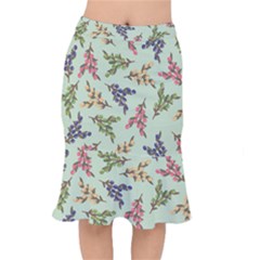 Berries Flowers Pattern Print Short Mermaid Skirt