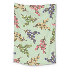 Berries Flowers Pattern Print Large Tapestry