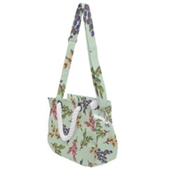 Berries Flowers Pattern Print Rope Handles Shoulder Strap Bag