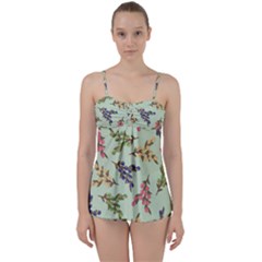 Berries Flowers Pattern Print Babydoll Tankini Set