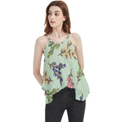 Berries Flowers Pattern Print Flowy Camisole Tank Top