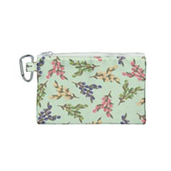 Berries Flowers Pattern Print Canvas Cosmetic Bag (small)