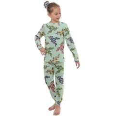 Berries Flowers Pattern Print Kids  Long Sleeve Set 