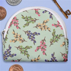 Berries Flowers Pattern Print Horseshoe Style Canvas Pouch