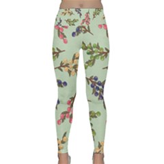 Berries Flowers Pattern Print Lightweight Velour Classic Yoga Leggings by Maspions