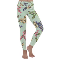 Berries Flowers Pattern Print Kids  Lightweight Velour Classic Yoga Leggings