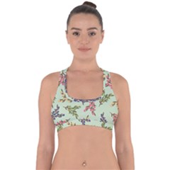 Berries Flowers Pattern Print Cross Back Hipster Bikini Top 