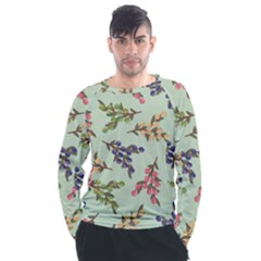 Berries Flowers Pattern Print Men s Long Sleeve Raglan T-shirt