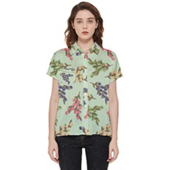 Berries Flowers Pattern Print Short Sleeve Pocket Shirt