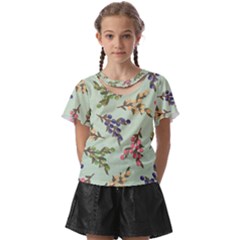 Berries Flowers Pattern Print Kids  Front Cut T-shirt