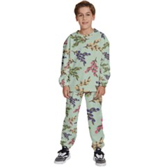 Berries Flowers Pattern Print Kids  Sweatshirt Set