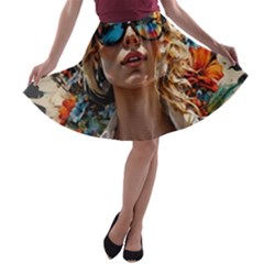 Colorful Model A-line Skater Skirt by Sparkle