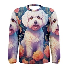 Cute Puppy With Flowers Men s Long Sleeve T-shirt