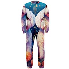 Cute Puppy With Flowers Onepiece Jumpsuit (men)