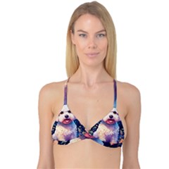 Cute Puppy With Flowers Reversible Tri Bikini Top by Sparkle