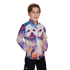 Cute Puppy With Flowers Kids  Windbreaker