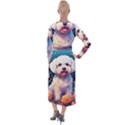 Cute Puppy With Flowers Velvet Maxi Wrap Dress View2