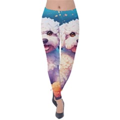 Cute Puppy With Flowers Velvet Leggings