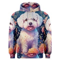 Cute Puppy With Flowers Men s Overhead Hoodie