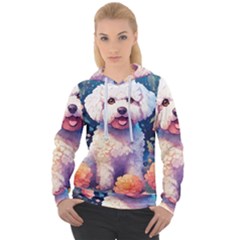 Cute Puppy With Flowers Women s Overhead Hoodie