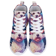 Cute Puppy With Flowers Women s Lightweight High Top Sneakers by Sparkle