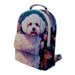 Cute Puppy With Flowers Flap Pocket Backpack (large) by Sparkle