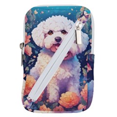 Cute Puppy With Flowers Belt Pouch Bag (small) by Sparkle