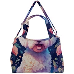 Cute Puppy With Flowers Double Compartment Shoulder Bag by Sparkle