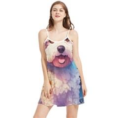 Cute Puppy With Flowers Summer Frill Dress by Sparkle