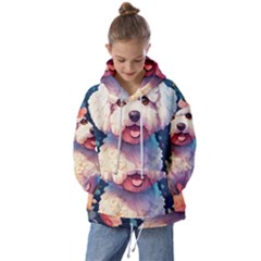 Cute Puppy With Flowers Kids  Oversized Hoodie