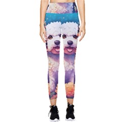 Cute Puppy With Flowers Pocket Leggings  by Sparkle