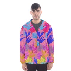 Pink And Blue Floral Men s Hooded Windbreaker