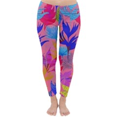 Pink And Blue Floral Classic Winter Leggings