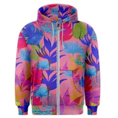 Pink And Blue Floral Men s Zipper Hoodie