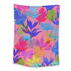 Pink And Blue Floral Medium Tapestry