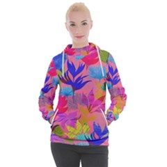 Pink And Blue Floral Women s Hooded Pullover