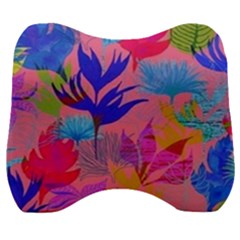 Pink And Blue Floral Velour Head Support Cushion by Sparkle