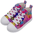 Pink And Blue Floral Kids  Mid-Top Canvas Sneakers View2