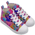 Pink And Blue Floral Kids  Mid-Top Canvas Sneakers View3