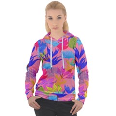 Pink And Blue Floral Women s Overhead Hoodie