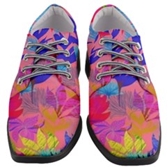 Pink And Blue Floral Women Heeled Oxford Shoes by Sparkle