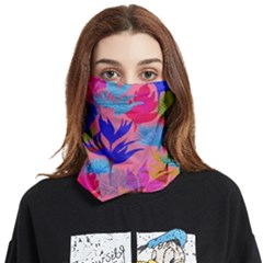 Pink And Blue Floral Face Covering Bandana (two Sides) by Sparkle