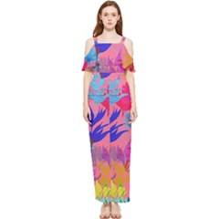 Pink And Blue Floral Draped Sleeveless Chiffon Jumpsuit by Sparkle